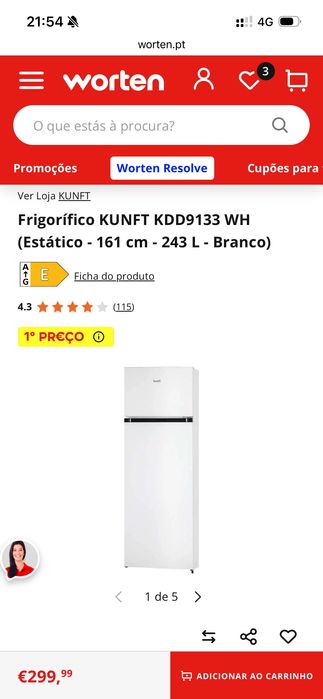 Frigorífico KUNFT como novo