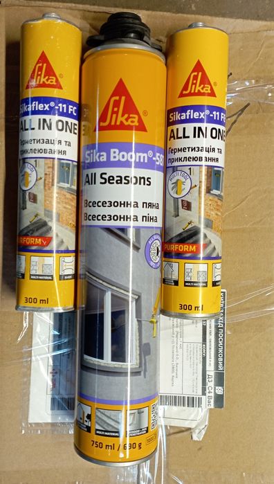 Силіконовий клей Sikaflex- 11fc і піна Sika Boom-587