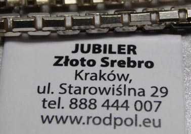 Kostka wenecjana FBM długi srebrny łańcuszek 91 cm.