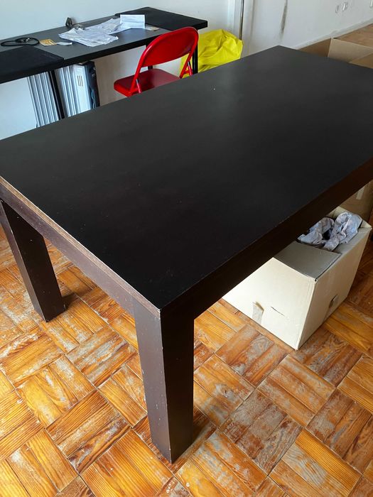 Mesa de jantar, madeira wengué, extensível, 160(220)x90