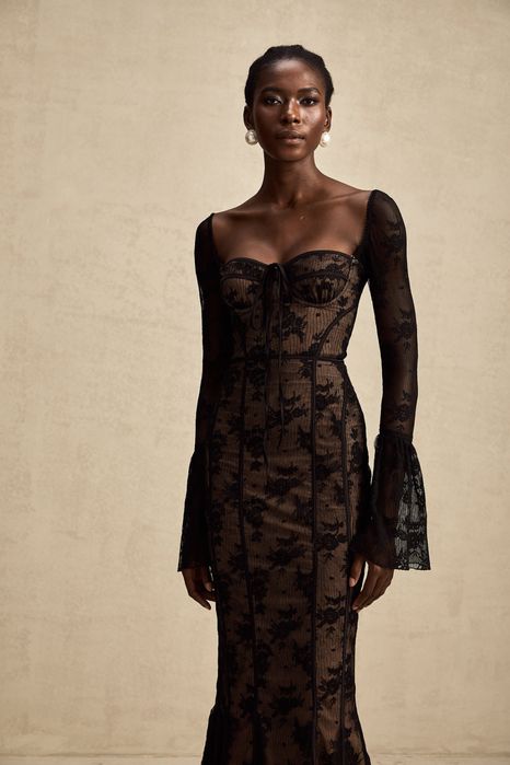 Сукня міді Marlene Black Flared Lace Maxi Dress