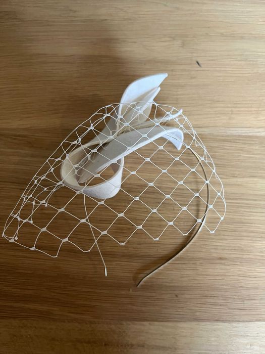 fascynator ślubny ecri, mini toczek