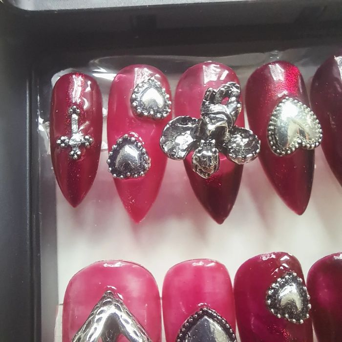 Czerwone Jelly Nails Tipsy Migdałki Press On nails