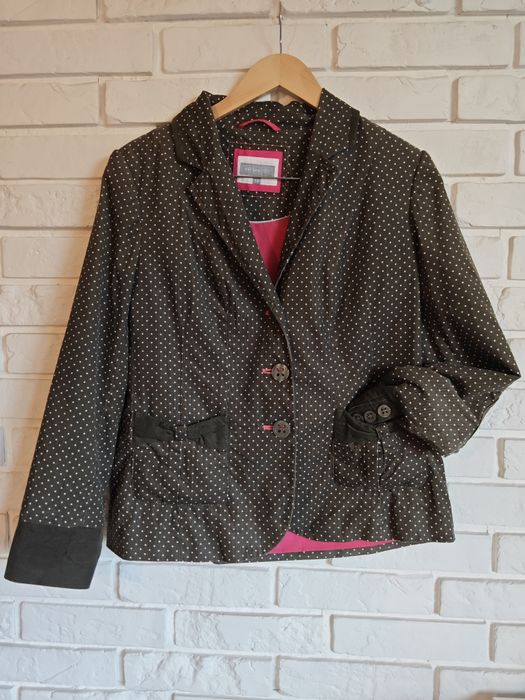Żakiet marynarka sztruks brązowa w kropeczki retro