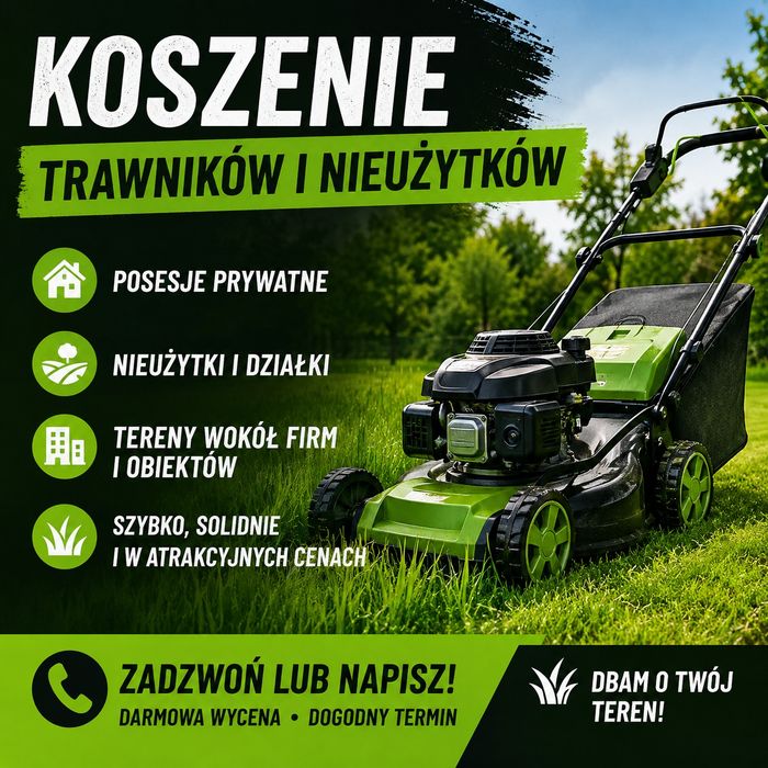 Koszenie Traw posesji nieużytki pobocza dróg