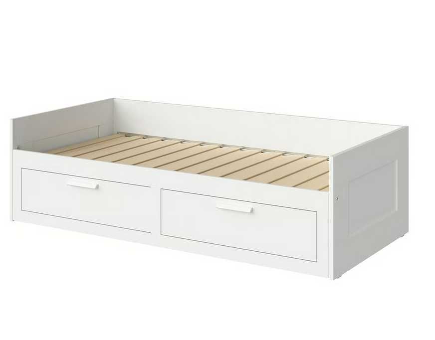 Cama indiv/dupla c/2 gav, branco, 80x200 cm