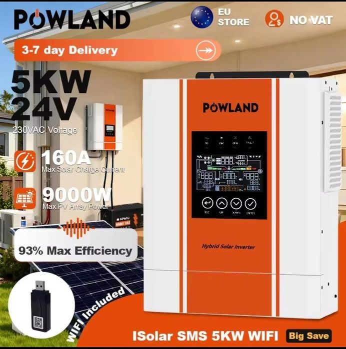 Гібридний сонячний інвертор Jsdsolar 4 кВт 24 В WIFI