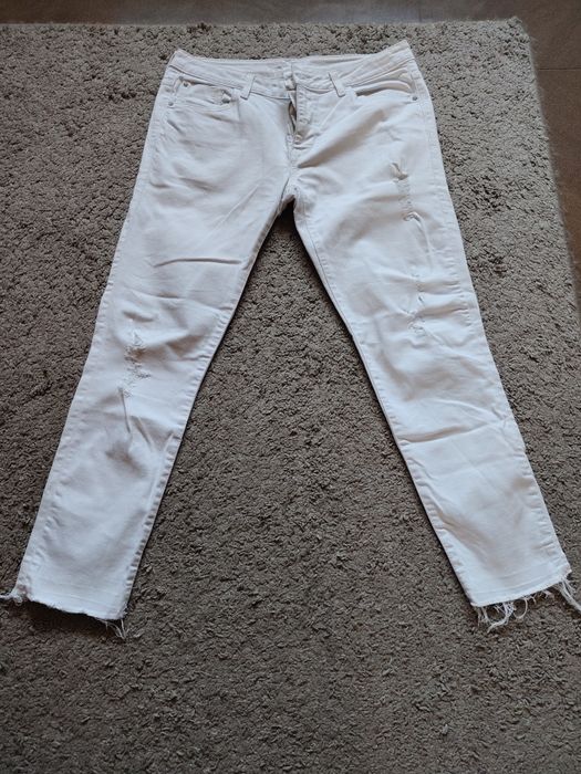 Spodnie dżinsowe białe Zara BASIC roz 40