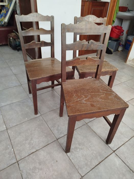 Conjunto 3 cadeiras madeira maciça