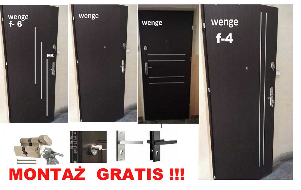 Drzwi ZEWNĘTRZNE wejściowe z montażem GRATIS ,wewnątrzklatkowe