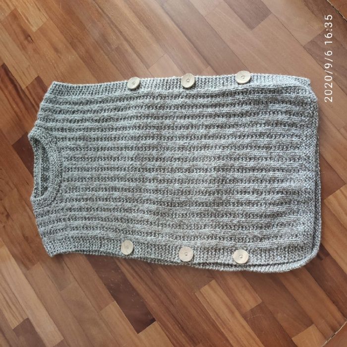 Camisola malha sem mangas feita à mão para Inverno