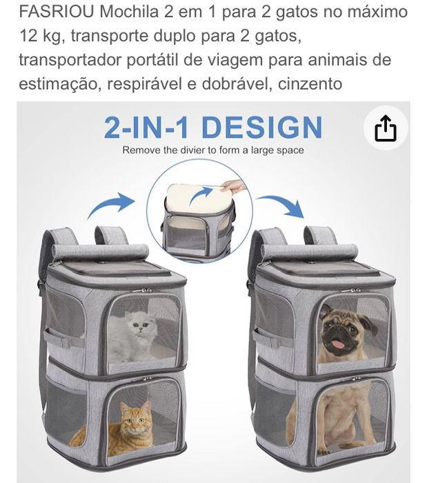 Mochila transportadora para animais