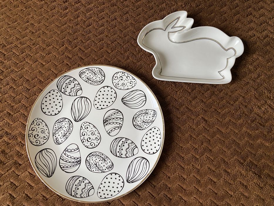 2 talerza na Wielkanoc królik i jaja Altom Design