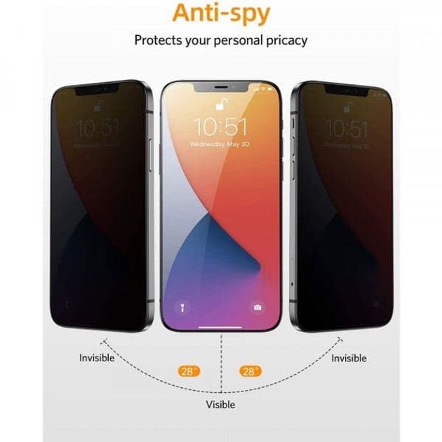 Скло захисне стекло антишпигун антишпион iPhone 12 13 14 Pro Max айфон