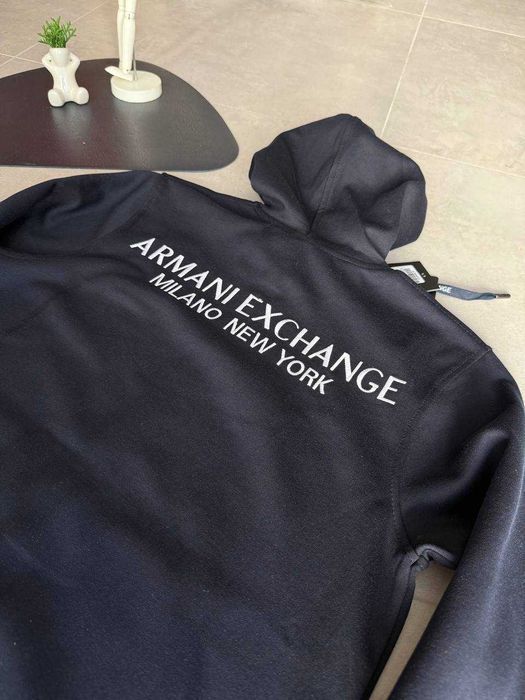 Чоловіча мужская  Зіп худі  кофта зіпка armani excnange зіп худі армані вишете лого