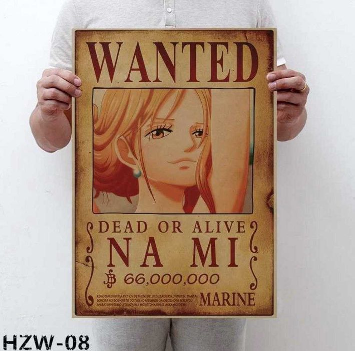 Плакат постер на крафтовой бумаге "Вантед: Нами" - One Piece 51х35 см