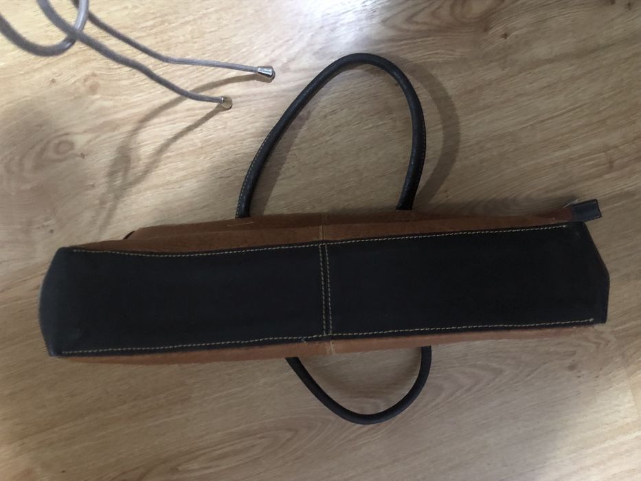 Carteira Franzi original cor camel e castanho em pele