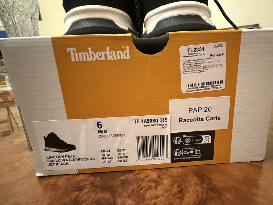 Ботинки для мальчика Timberland Lincoln Peak MID LC Waterprof HK JET BLACK оригинал