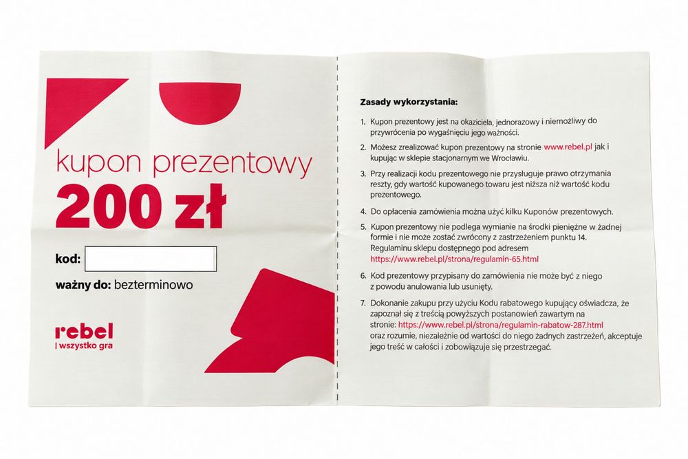 Karta podarunkowa Rebel 200 zł | Voucher | Bezterminowa