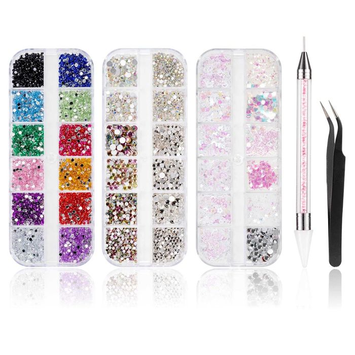 5600 sztuk cyrkonii do paznokci, 36 kolorów błyszczących kamieni, dekoracje, kamienie do zdobienia paznokci.