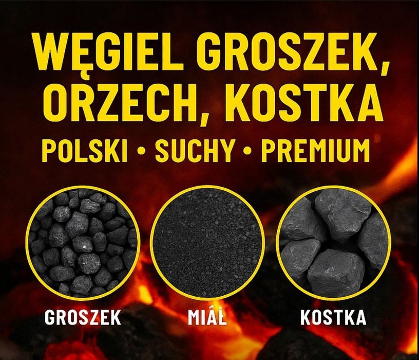 Węgiel Kostka Gruby Orzech Groszek Polski 28MJ