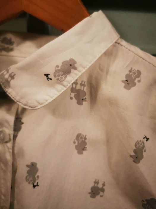 Biała bluzka koszulowa z bawełny w pudelki dla dziewczynki endo 152 cm