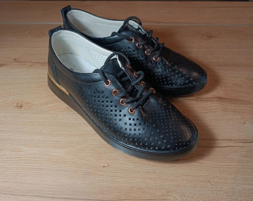 Buty skórzane wiązane damskie NOWE 39