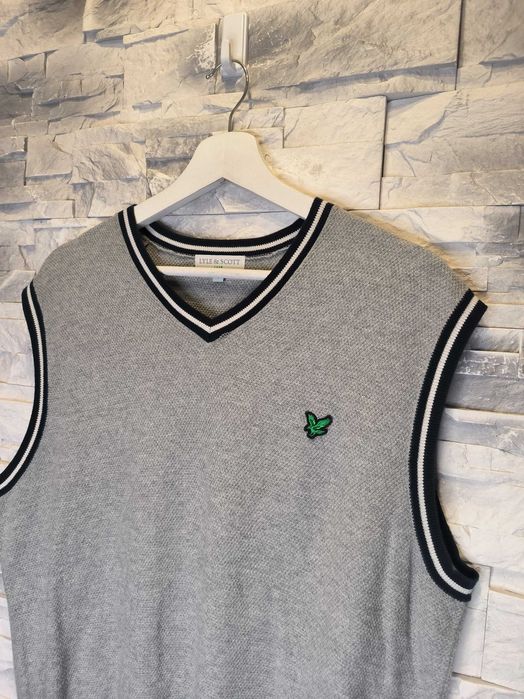 Sweter Lyle Scott Bezrękawnik Kamizelka Szara Logo L