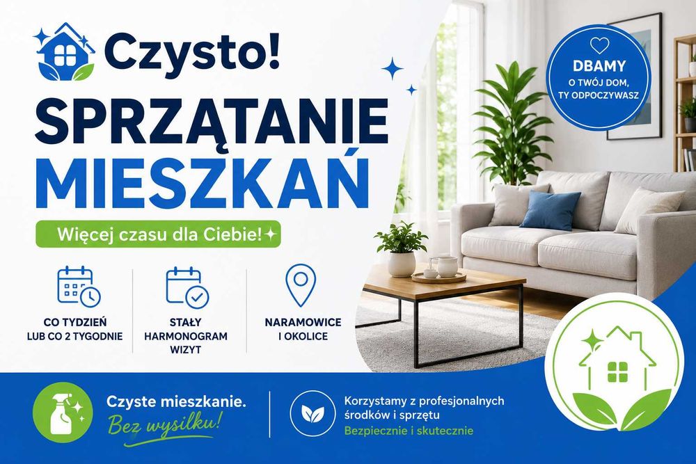 Regularne sprzątanie mieszkań | abonament | Poznań Naramowice