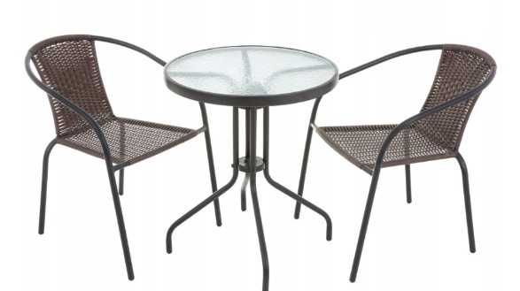 Krzesło TECHNORATTANOWE Na Balkon Taras Do Ogrodu Bistro Patio BRĄZOWE