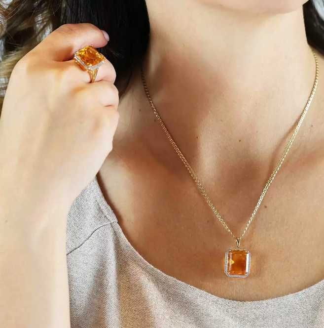 Pierścionek z cytrynem i diamentami Adiamo R33406 Y CT