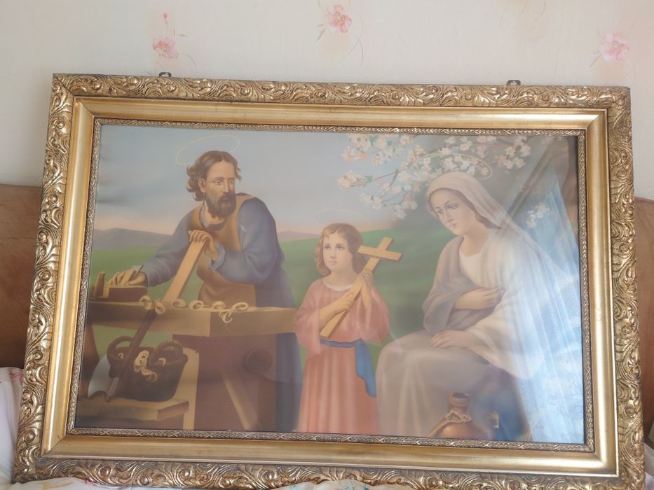 Secesja Matka Boska,Pan Jezus,św.Józef cieśla obraz duży