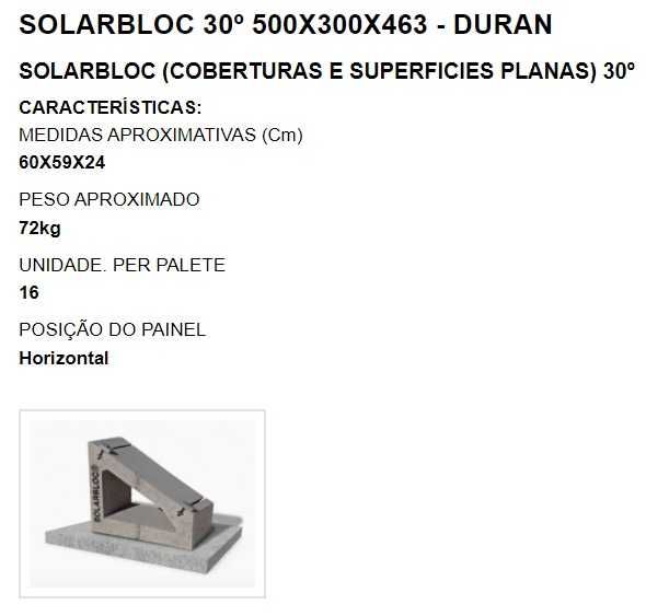 Base Cimento / Bloco betão p/Painel Fotovoltaico - SOLARBLOC 30º