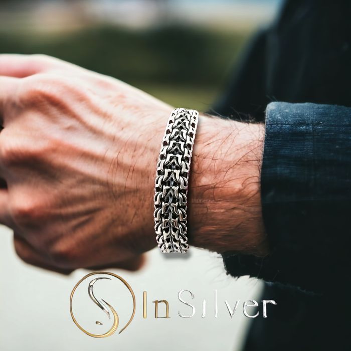 Срібний браслет 52.5г чоловічий, мужской серебряный браслет 925