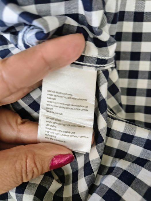 Męska koszula z długim rękawem w biało czarną kratkę r. XL