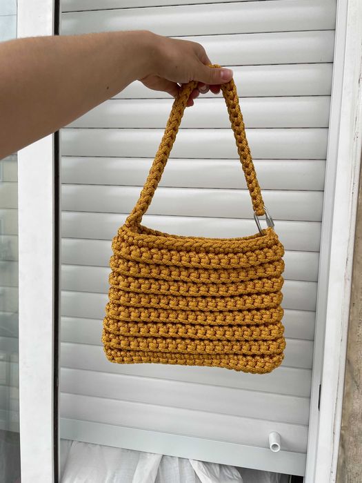 crochet bag cord gold