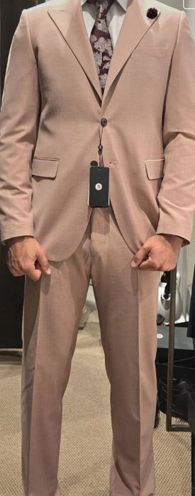 Garnitur Pudrowy Róż Slim Fit Borgio