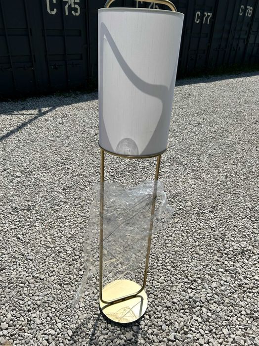 Lampa podłogowa Złota z białym abażurem 2 szt.