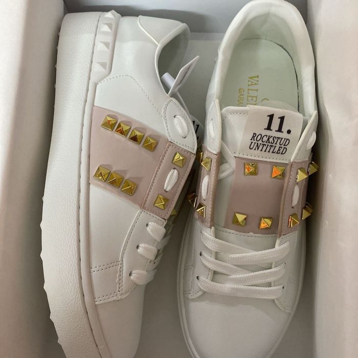 Кеди Valentino White/ Кросівки шкіряні зі стразами Валентино/ Garavani