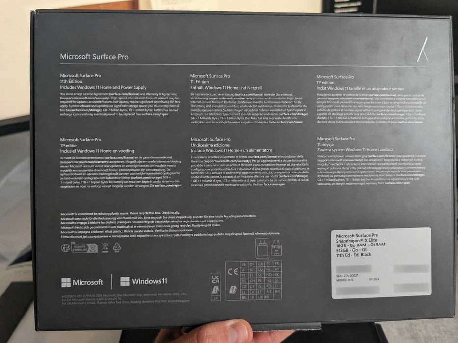 Microsoft Surface Pro 11 Copilot+ PC  | OLED | Snapdragon X Elite 16GB 512GB / Jak nowy / Keyboard + Slim Pen 2