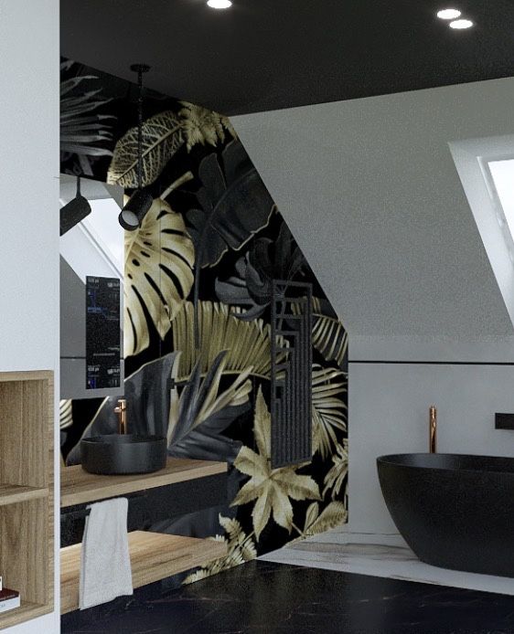 Tapeta złote liście wodoodporna 420x266cm