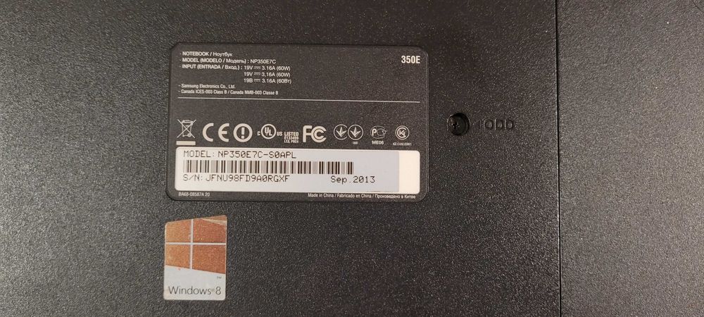 LAPTOP SAMSUNG NP350E7C-S0APL + zasilacz, bez dysku