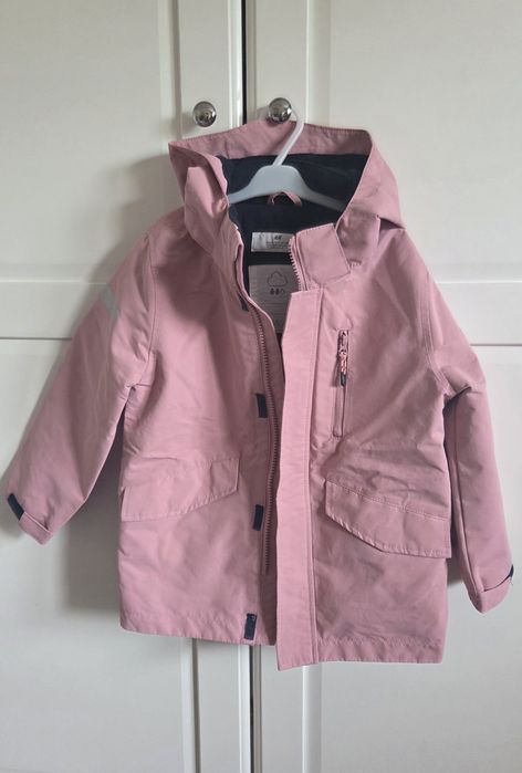 Kurteczka/parka przeciwdeszczowa H&M r.110, różowa, jesień