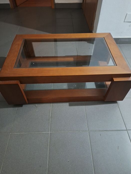 Mesa sala vidro madeira