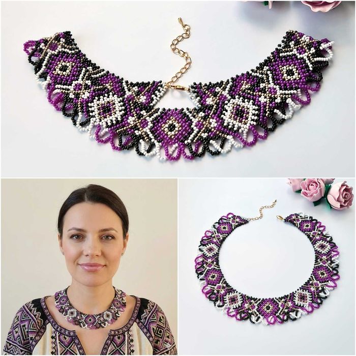 Набір прикрас намисто сережки рожева силянка кольє українське намисто