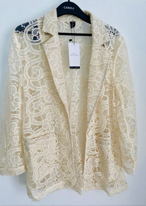 Blazer de renda S cor cru