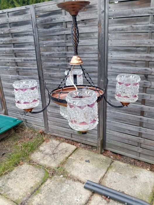 Żyrandol + kinkiet prl