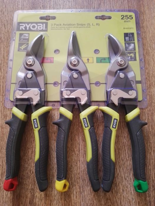Ножиці по металу (набір 3шт) RYOBI (ліві, праві, прямі) / 5132006054