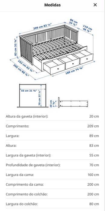 Cama de solteiro com gavetas tipo Ikea