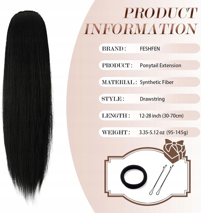 Peruka włosy czarne